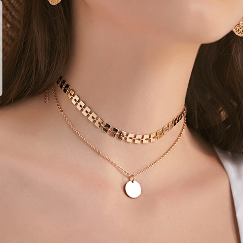 *Liliana* Choker and Disc Necklace - Picture 1 of 4